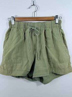 Kissmoda Casual Drawstring 100% Cotton Utility Shorts Sage Green Size Medium